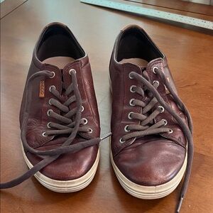 ECCO Soft 7 Men's Lace-Up Leather Sneakers in Burgundy 42 8 8.5 extra width